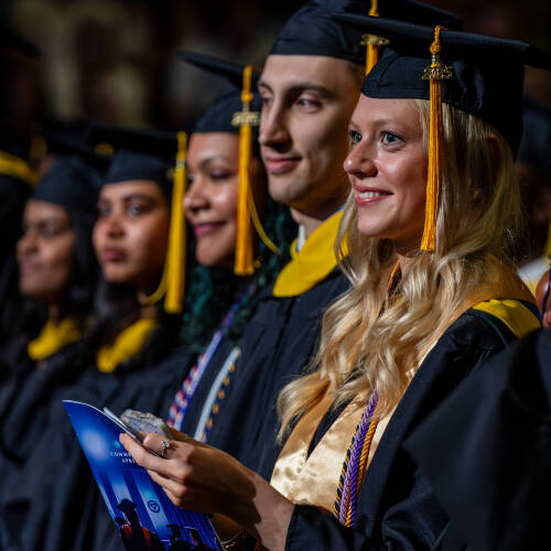 Soon-to-be graduates take part in the Commencement ceremony at Van Andel Arena on April 25.